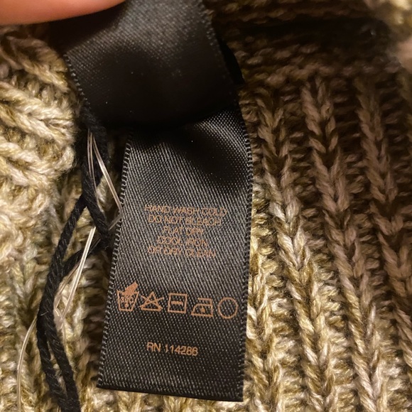 Frye Olive Knit Beanie with Pom and Brown Leather Wristlet - Picture 5 of 7